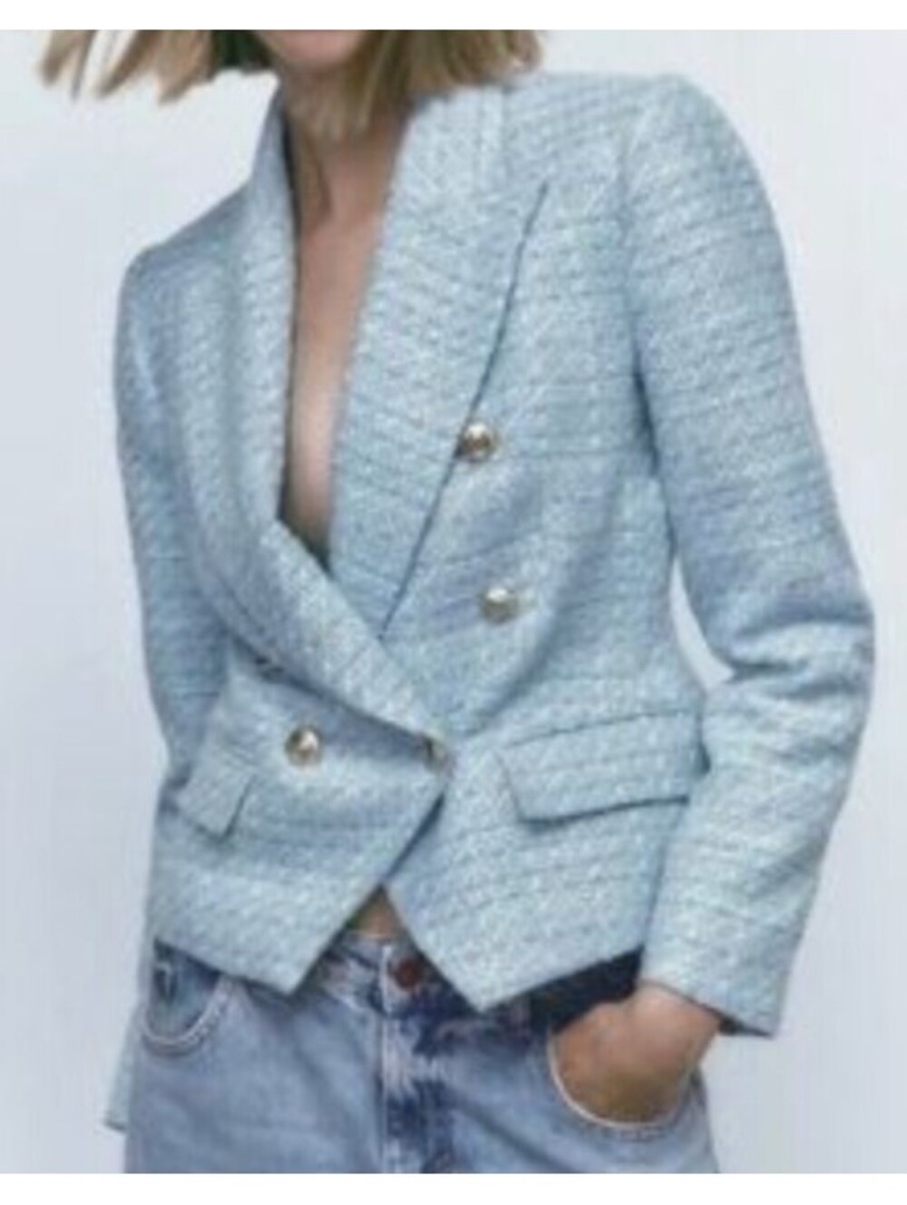 ZARA blue tweed blazer sz XL